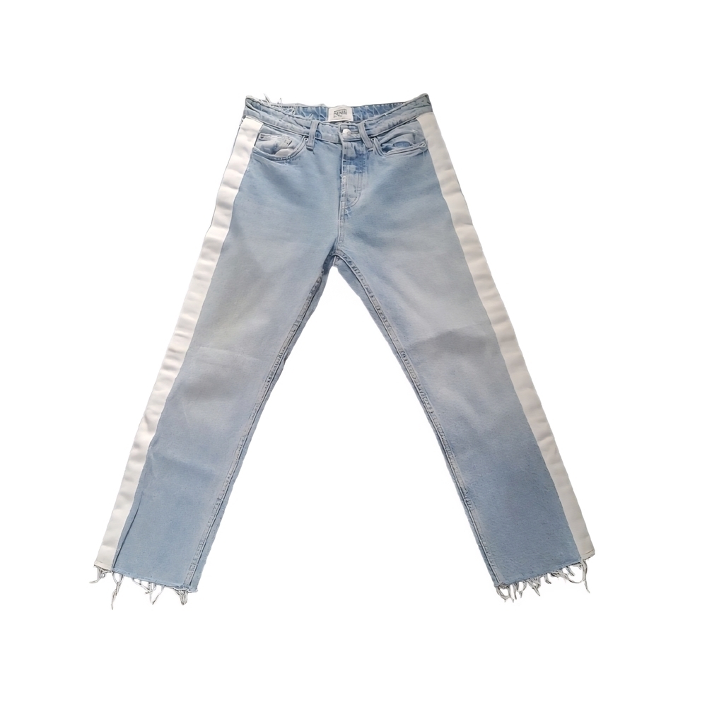 ZARA Size 8-10 Light Blue High-rise Jeans with White Side Stripes